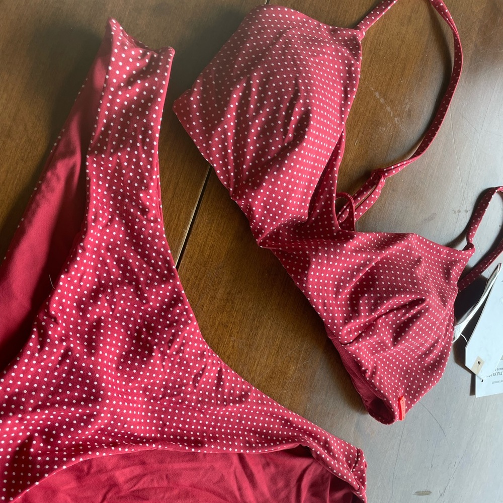 NWT Red Polka Dot Roxy Bikini (top and bottom)